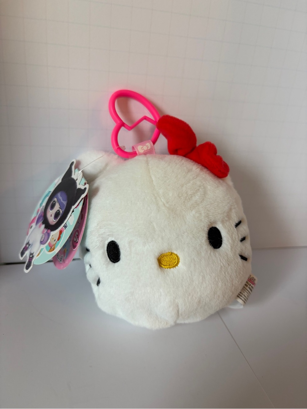 Hello Kitty White Plush Clip-On Keychain With Lol Surprise Inside & Reversible